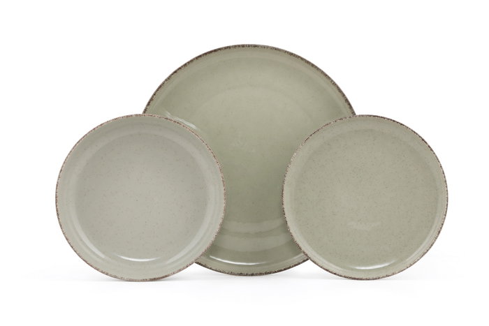 Hermia MOD18Y2730P03 Vajilla de Porcelana Verde 18 Piezas - Apta para Microondas y Lavavajillas